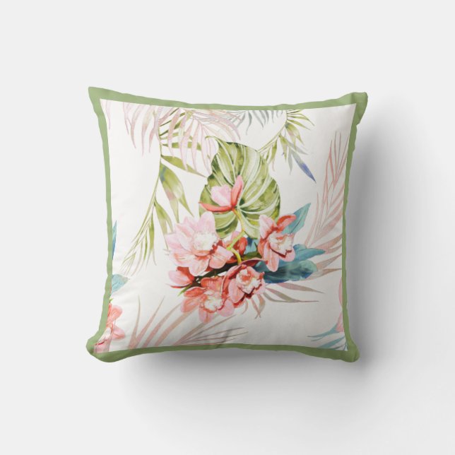 PixDezines Orchid Isle, Tropical, Ram DIY Kudde (Framsida)