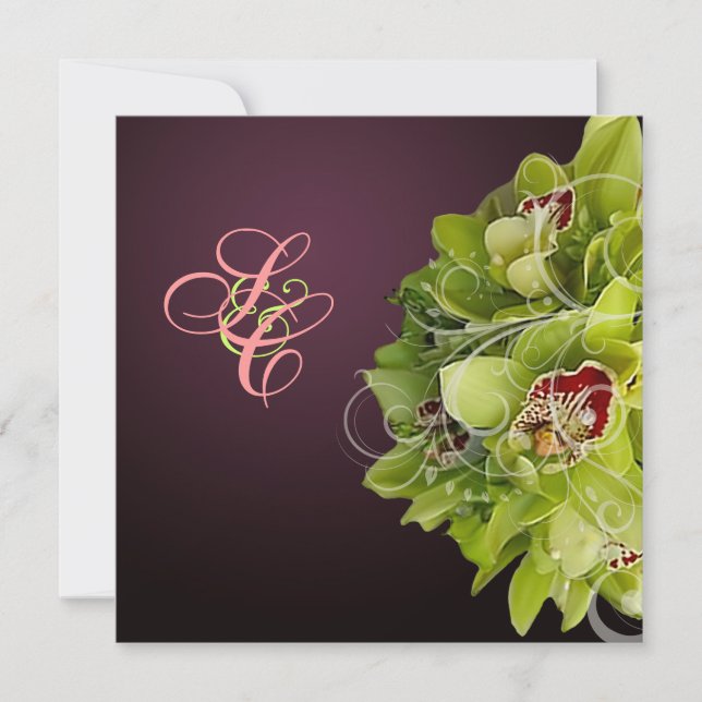 PixDezines Orchid + Ornamental blomma Inbjudningar (Framsida)