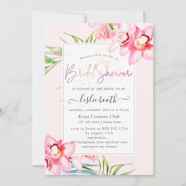 PixDezines Orchidön, Bröllopsbrunch Shower Inbjudningar (Framsida)