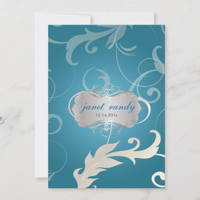 PixDezines Ornamental Lövs + Swirls Inbjudningar (Framsida)