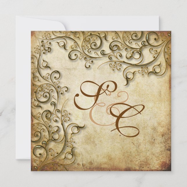 PixDezines ORNAMENTAL RUSTIC GULD SWIRLS/LUXEpaper Inbjudningar (Framsida)
