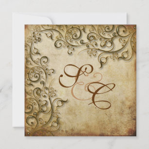 PixDezines ORNAMENTAL RUSTIC GULD SWIRLS/LUXEpaper Inbjudningar