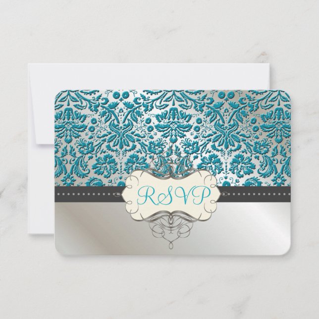 PixDezines osa/Baroque faux foil snöre/teal OSA Kort (Framsida)