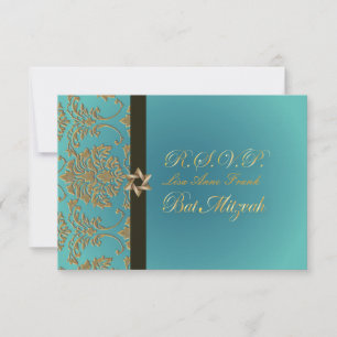 PixDezines osa bat mitzvah+faux guld damm Kort