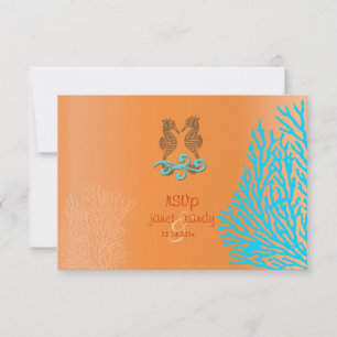 PixDezines osa Blue Coral+Seahorse, party Kort