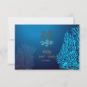 PixDezines osa Blue Coral+Seahorse, party Kort