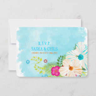 PixDezines osa blue+orange hibiscus Kort