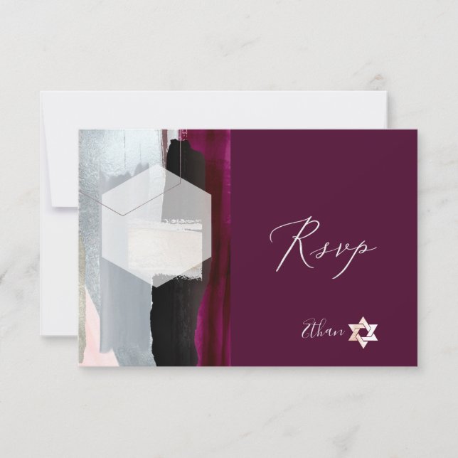 PixDezines OSA Burgundy Watercolor Bat mitzvah ✡ (Framsida)