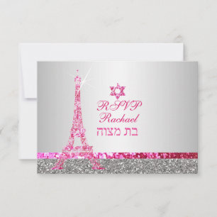 PixDezines osa faux glitter eiffel/bat mitzvah Kort