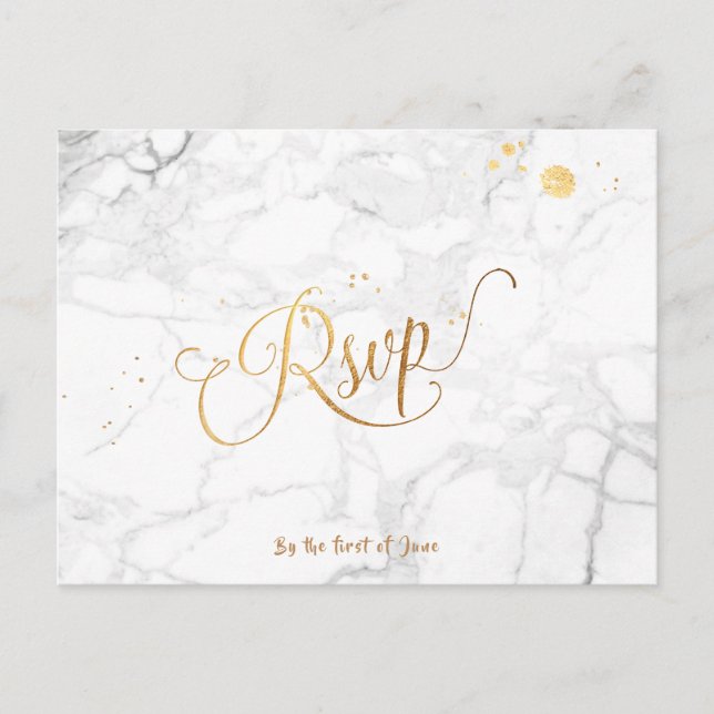 PixDezines OSA/FAUX GULD/MARBLE Inbjudan Vykort (Framsida)
