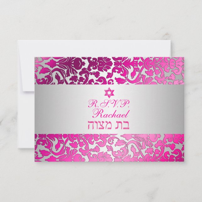 PixDezines osa flora Damask bat mitzvah Kort (Framsida)