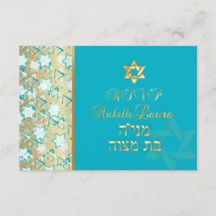 PixDezines osa grunge pub mitzvah/blue/guld Kort