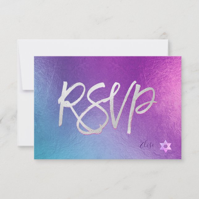 PixDezines OSA H2 Ombre Lila+Rosa Bat mitzvah ✡ Kort (Framsida)
