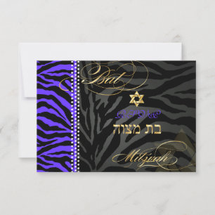 PixDezines osa Lila Zebra ränder, Bat mitzvah Kort