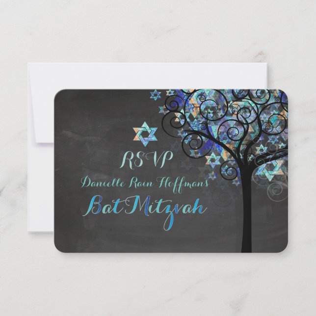 PixDezines OSA Livets träd Mitzvah/Chalkboard Kort (Framsida)