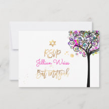 PixDezines OSA Livets träd/Neon Bat mitzvah ✡