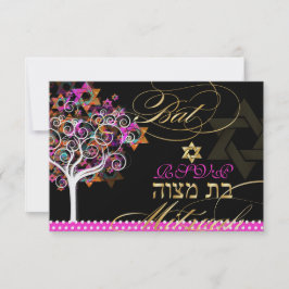 PixDezines osa livets träd/Stars, Bat mitzvah Inbjudningar