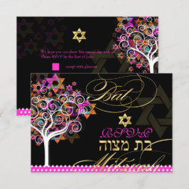 PixDezines osa livets träd/Stars, Bat mitzvah Inbjudningar