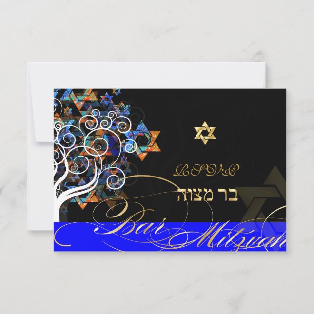 PixDezines osa livets träd+stars, Pub Mitzvah Kort (Framsida)