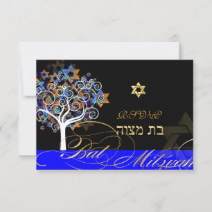 PixDezines osa livets träd+stjärnor, Bat mitzvah Kort