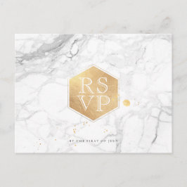 PixDezines OSA/MARBLE+FAUX GULD HONEYCOMB Inbjudan Vykort