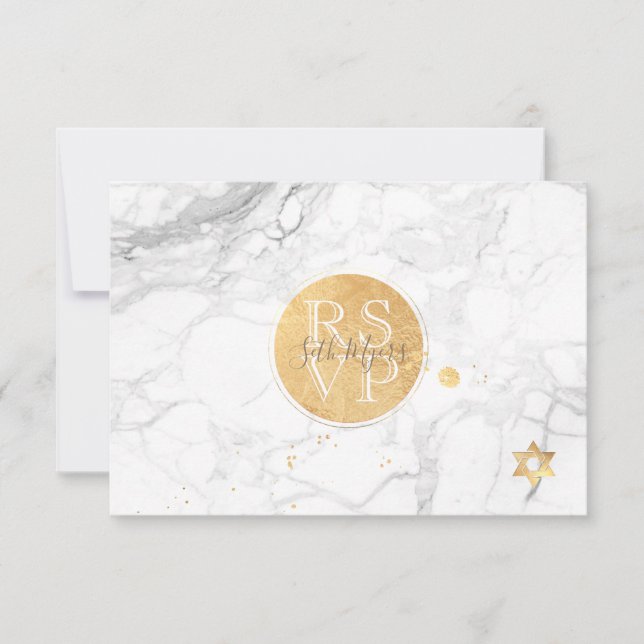 PixDezines OSA Marble+Faux Guld Pub Mitzvah ✡ (Framsida)