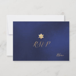 PixDezines OSA minimalist Navy Blue Mitzvah ✡ Kort