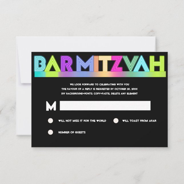 PixDezines OSA Neon Ljus Pub Mitzvah ✡ (Baksida)