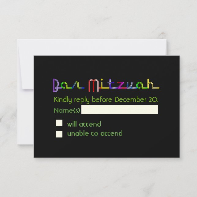 PixDezines osa neon ljus pub mitzvah Kort (Framsida)