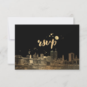 PixDezines OSA NYC Skyline/Faux Guld Kort