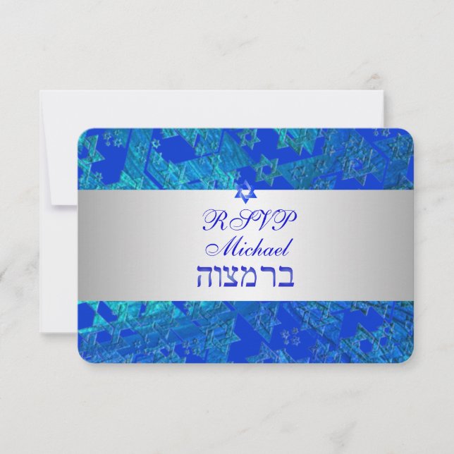 PixDezines osa pub mitzvah/blue/silver Kort (Framsida)