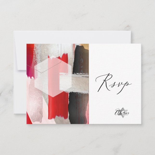 PixDezines OSA Red Watercolor Bat mitzvah ✡ (Framsida)