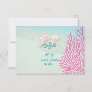 PixDezines osa rosa coral+starfish, stranden party Kort