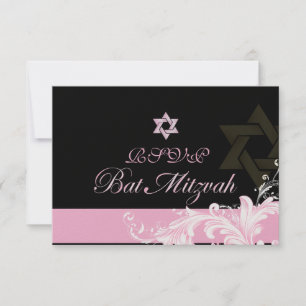 PixDezines osa rosa swirrrls/Bat mitzvah Inbjudningar