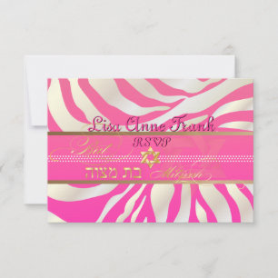 PixDezines osa Rosa Zebra, Bat mitzvah/DIY färg Kort