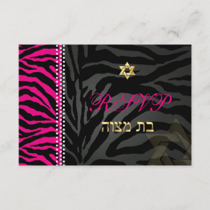 PixDezines osa Rosa Zebra ränder, Bat mitzvah Kort