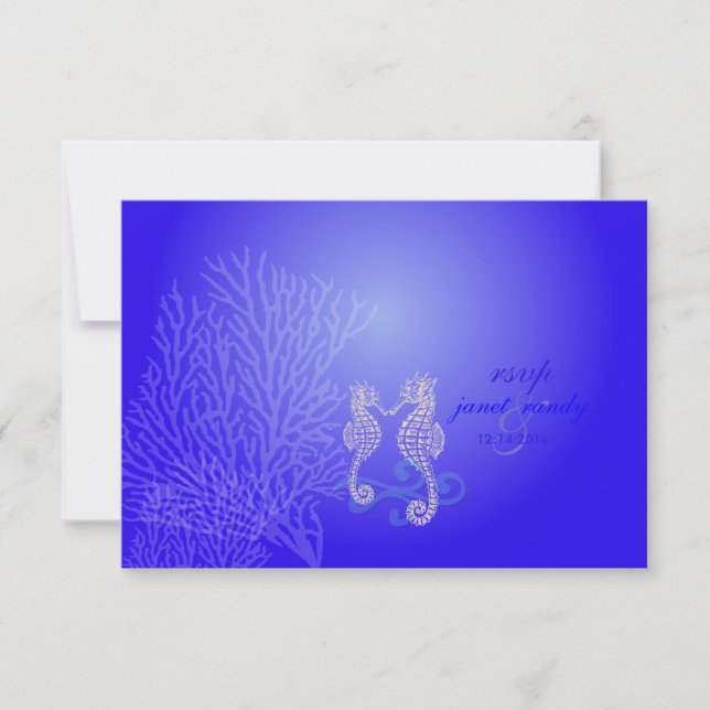 PixDezines osa Seahorse, cobalt blue, stranden par Kort (Framsida)