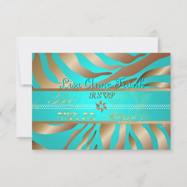 PixDezines osa Tan+Aqua Zebra, Bat mitzvah (Framsida)