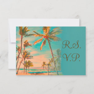 PixDezines osa vintage hawaiian strand/teal Kort