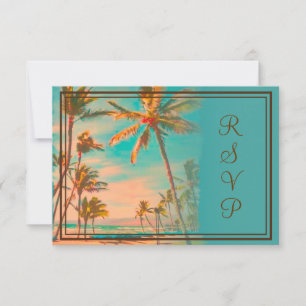 PixDezines osa vintage hawaiian strand/teal Kort