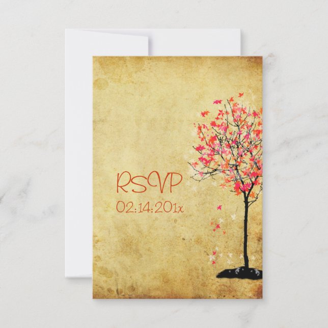 PixDezines osa vintage maple träd/orange+rosa Kort (Framsida)