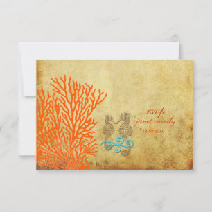 PixDezines osa Vintage Seahorse, stranden party Kort
