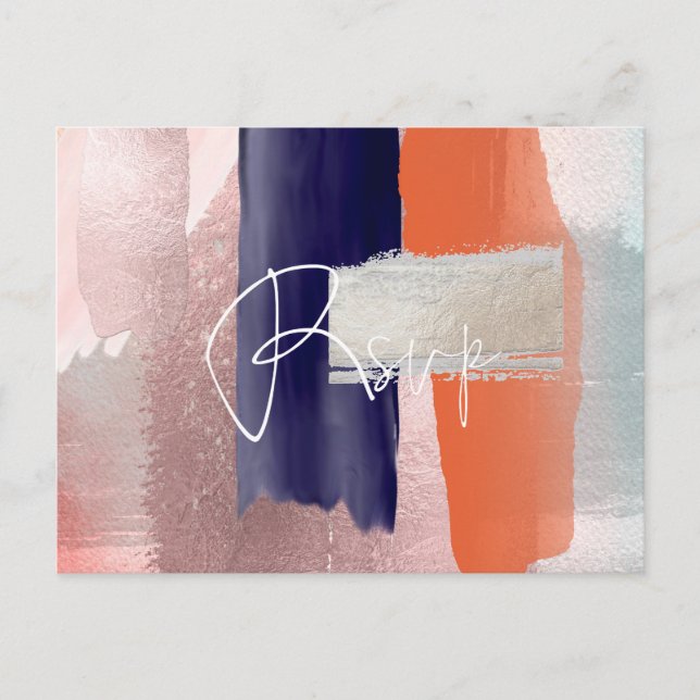 PixDezines OSA w Måltider, Modern koral+marinkort Inbjudan Vykort (Framsida)