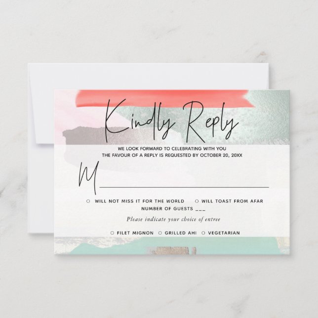 PixDezines OSA w Meal, Modern Art, Mint Coral Kort (Framsida)