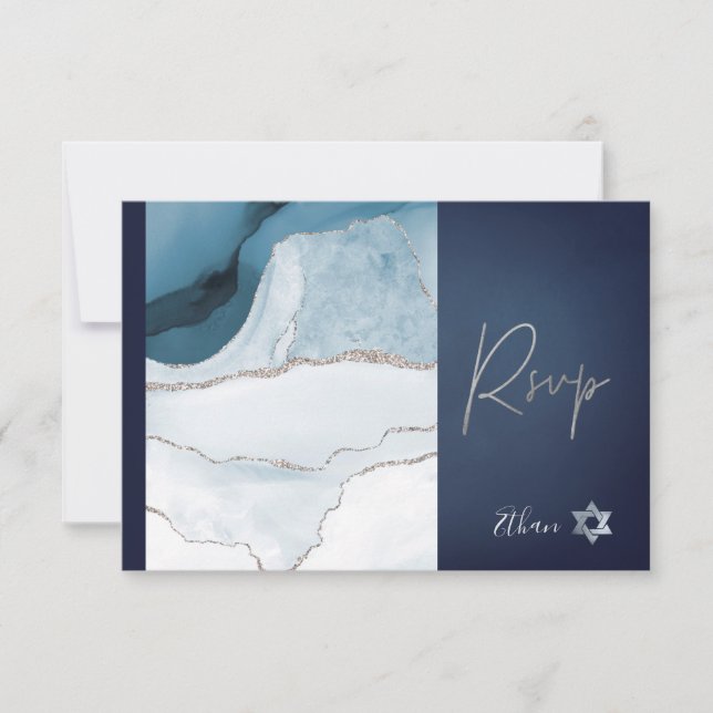 PixDezines OSA Watercolor Agate Pub Mitzvah ✡ Kort (Framsida)