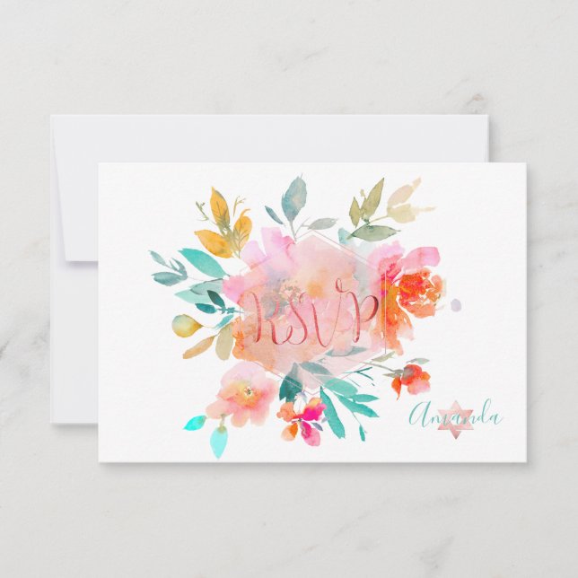 PixDezines OSA Watercolor Flowers Bat mitzvah ✡ (Framsida)