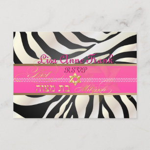 PixDezines osa Zebra, Bat mitzvah/DIY färg-black Kort