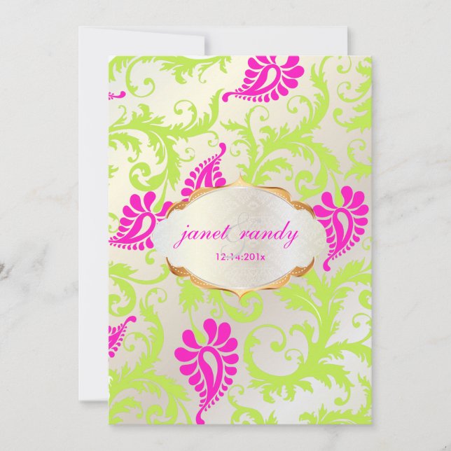 PixDezines påfågel damask Inbjudningar (Framsida)