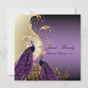 PixDezines Påfågel, filigree+swirls/lila/DIY Inbjudningar
