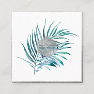 PixDezines PALMFROND, TEALBLÅ Fyrkantigt Visitkort